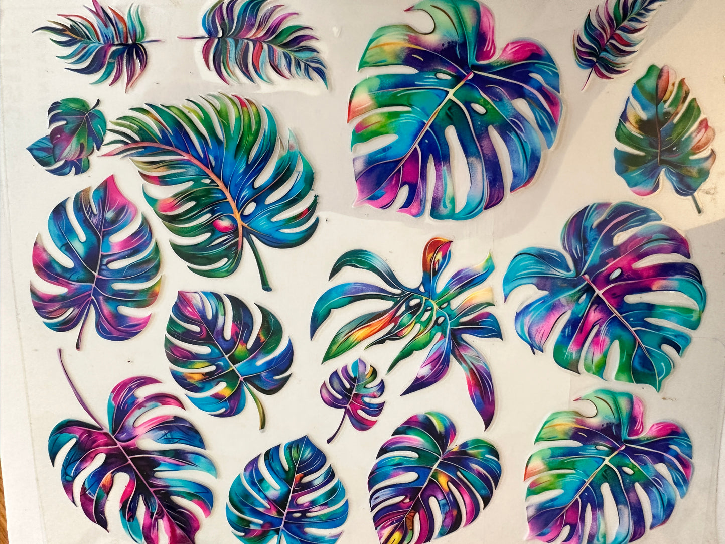 Neon Rainbow Monstera Element Decals