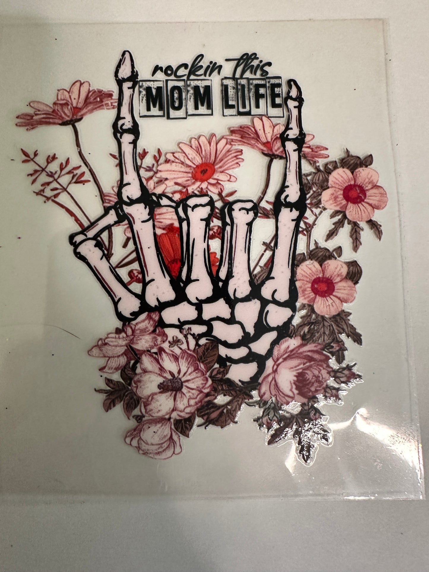 Rockin the Mom Life Skull Hand Decal