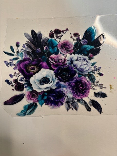 Purple and Teal Flower Bouquet Decal