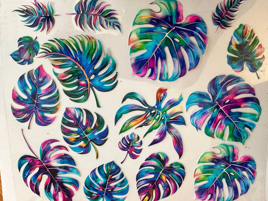 Neon Rainbow Monstera Element Decals