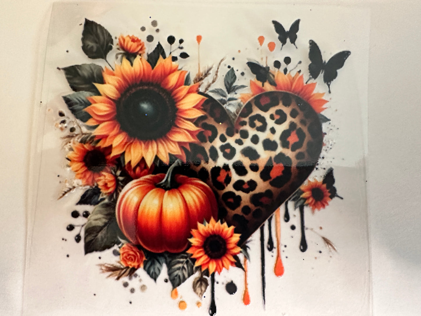 Sunflower Leopard Heart Decal