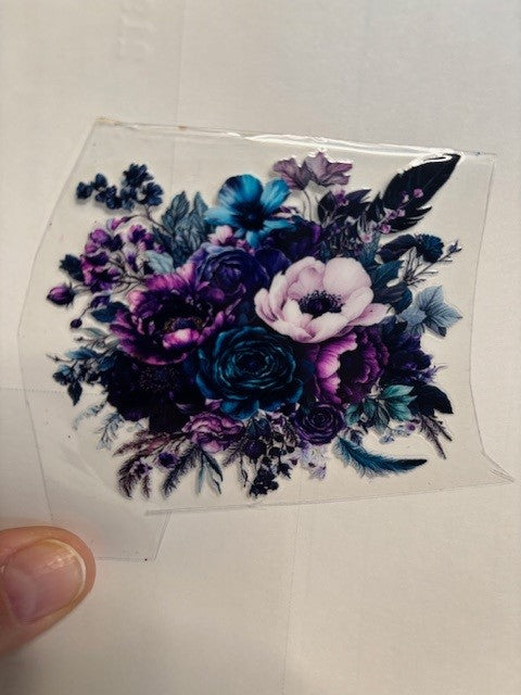 Mini Purple and Teal Flower Bouquet Decal